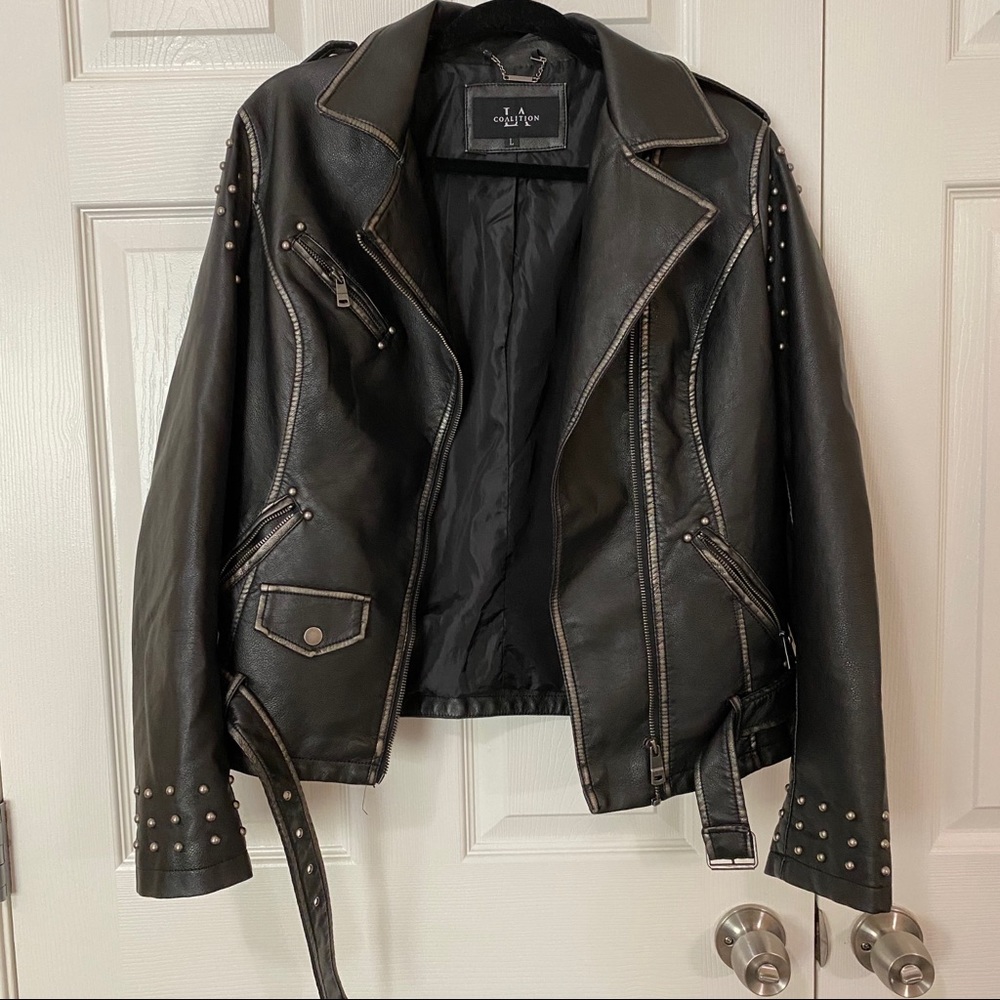 Lulu’s Vegan Leather Jacket Black Size Large